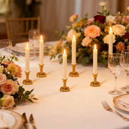 Image of Wondise Flameless Window Candles with Remote Timer, 7 inch Battery Operated 3D Wick Real Wax LED Flickering Taper Candles for Christmas Decoration, Removable Gold Holder and Suction Cups Included 4Pack