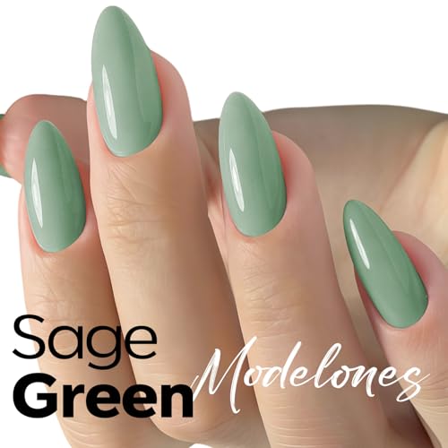 Image of modelones Green Gel Nail Polish Sage Green Gel Polish Easter Nail Poish Soak Off Pastel U V Nail Design Salon DIY Manicure 15 ML
