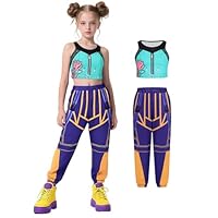 Demon Zoey Costume Kids Hunters Cosplay Girls Pop Singers Stage Role Play Outfit Cropped T-shirt and Casual Pants, Toddler Halloween Costumes ZW176M