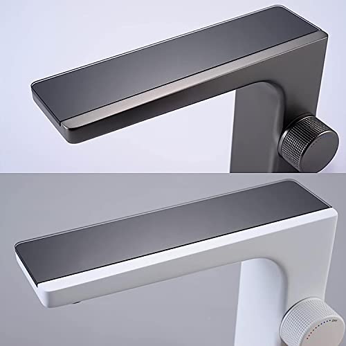 Mitigeur lavabo blanc monotrou avec écran LED et robinet en laiton