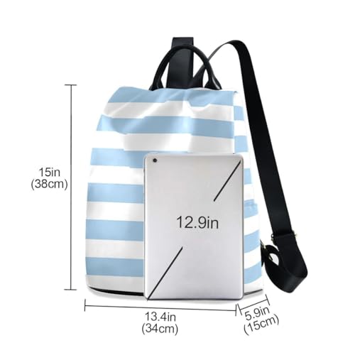 Image of ALAZA Blue White Striped Trips Hiking Camping Rucksack Pack for Women