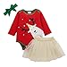 WLALLSS Natale Neonato Toddler Girl Abbigliamento Set Pagliaccetto a Maniche Lunghe + Gonna Tutu + Completi per Fascia Abbigliamento Autunno Inverno Set per 0-18 Mesi