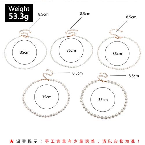 Set Multi Size Pearl Chain Link Adjustable Pendant Choker Necklace Stacking For Women Girl Jewelry Dainty Minimalist Bohemian Simple Layered Gifts-6Mm #TOP1