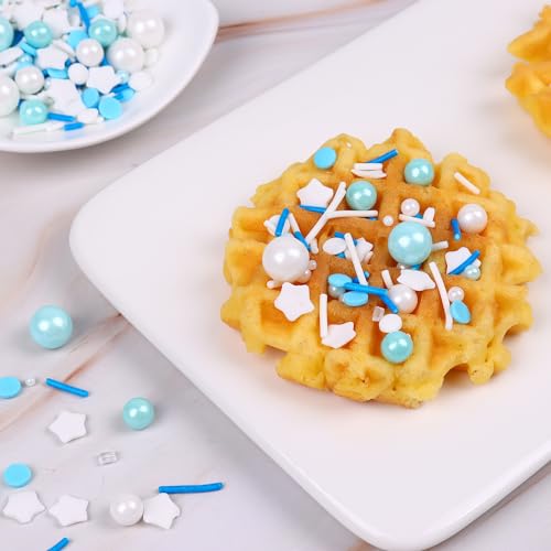 Winter Sprinkles for Cookies 4.23ounce - Sugar Mix Contains Star & Pearl Sprinkles for Cupcake Toppers, Ice Cream, Candy, Cookie Decorations - Holiday Party Supplies