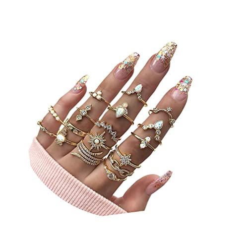 Zz Zinfandel 17Pcs Boho Gold Knuckle Stackable Rings Sets For Woman Teens Girls,Punk Vintage Snake Finger Rings Set Stacking Joint Retro Stacking Midi Rings (17 Pcs) #TOP20
