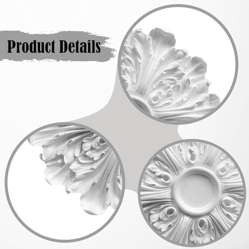 Rosetón de techo circular de 35 cm, placa decorativa ornamental para reformas de interior 3