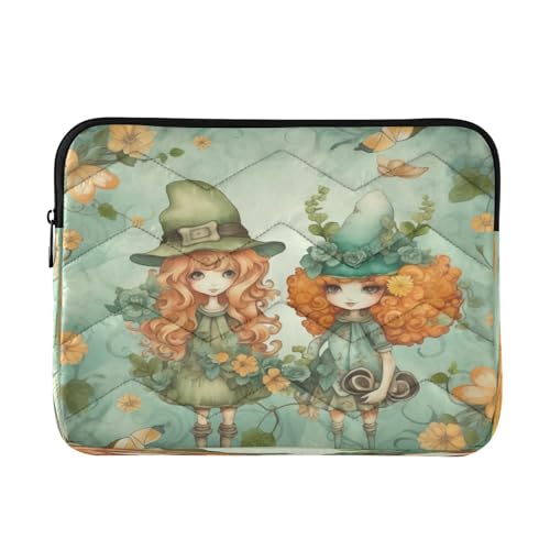 Funda para portátil de 13-14 pulgadas impermeable con diseño de duende y trébol