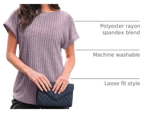 Image of AUTOMET Womens Short Sleeve Tops Fall Shirts 2026 Lightweight Sweater | Dressy Casual Blouse, Fashion Summer Clothing, Cute Spring Outfits, Business Work Tunic, Trend Boho