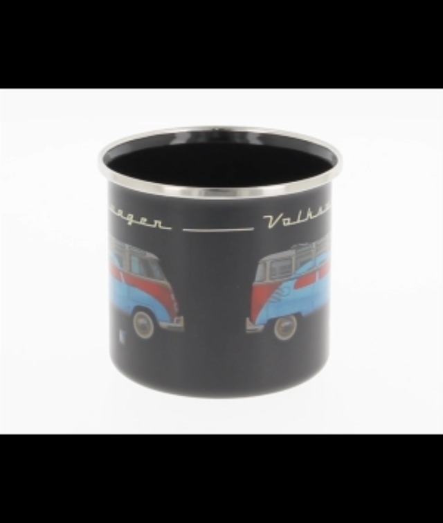 BRISA VW Collection Emaille-Becher 500 Ml – Volkswagen T1 Bus & Käfer Design, Schwarz, Für Camping & Outdoor