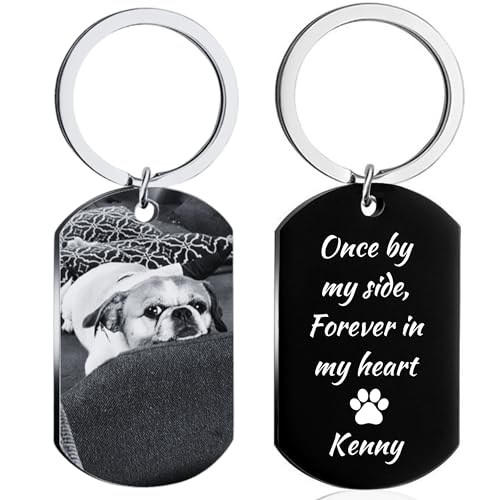 Eletizy Personalisieren Sie den Edelstahl-Schlüsselanhänger mit Fototext, Hochwertiger Edelstahl Dog Tag–Vatertags, Valentinstag, Weihnachten, DIY Gravieren und Drucken Schlüsselring