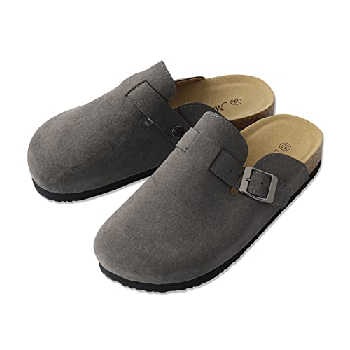Boston Suede Clogs For Women Men Dupes Unisex Arizona Delano Slip-On Potato Shoes Footbed Cork Clogs And Mules (Grey Size 7) #TOP25