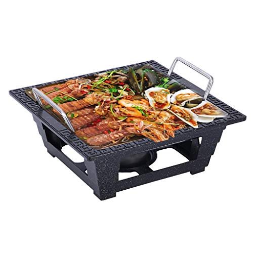 Parrilla coreana sin humo, parrilla multifuncional de carbón de acero inoxidable 304, antiadherente, uso en interiores y exteriores, varios tamaños (23 cm x 10 cm), perfecta para reuniones familiares.