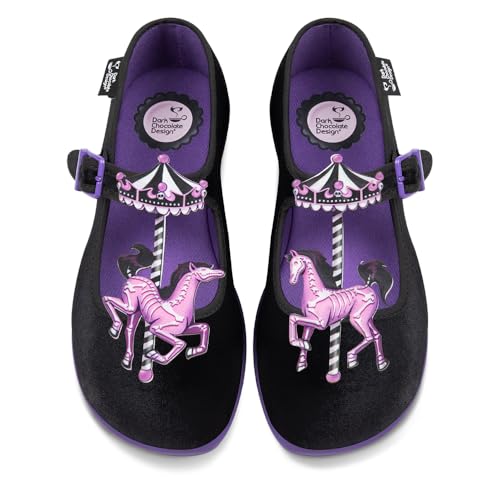 Image of Hot Chocolate Design Whimsical Women's Mary Jane Flats | Adjustable Buckle Strap, Round Closed Toe, Cushioned Insole, Vegan Textile, Lightweight All-Day Wear