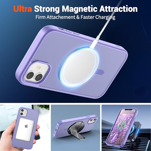 Image of SUPFINE Magnetic for iPhone 11 Phone Case(Compatible with MagSafe)(Military Grade Drop Protection) Slim Translucent Matte Shockproof with Anti-Fingerprint Phone Case,Purple