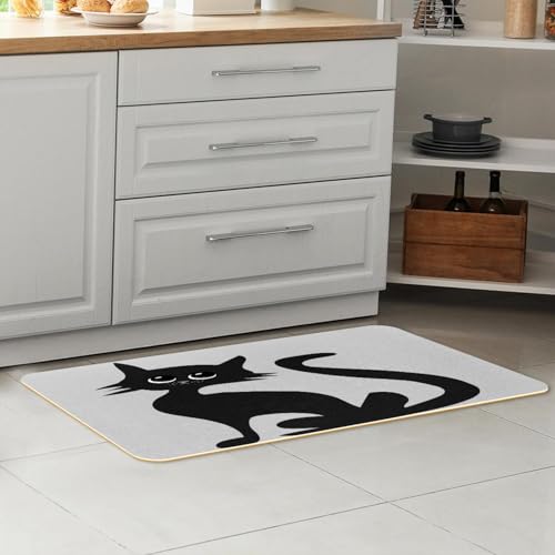 Tapis de cuisine antidérapant motif chat d'Halloween lavable buanderie - 7
