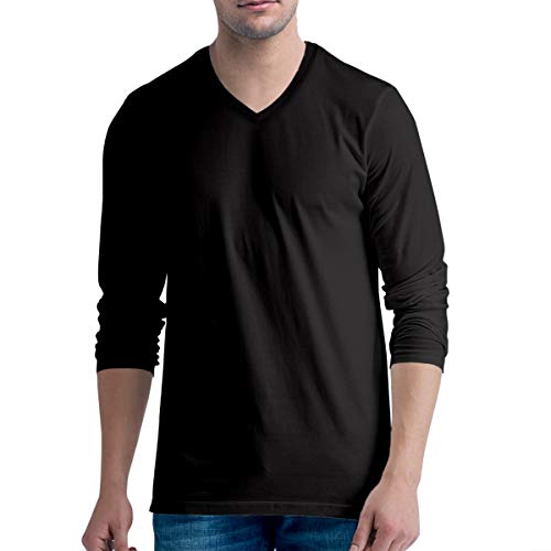 Image of Pooplu Men's Regular Fit Plain 100% Cotton V Neck Full Sleeves Multicolour Pootlu T Shirt. Casual, Trendy, Stylish Tshirts and Tees