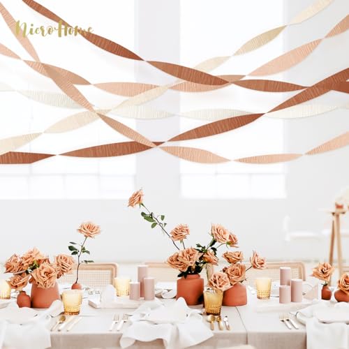 Image of NICROHOME EUR Wedding Party Decorations, 8 Rolls Creamy White Crepe Paper Streamers for Boho Wedding, Engagement, Baby Bridal Showers Party Supplies, Birthday, 82 ft Long