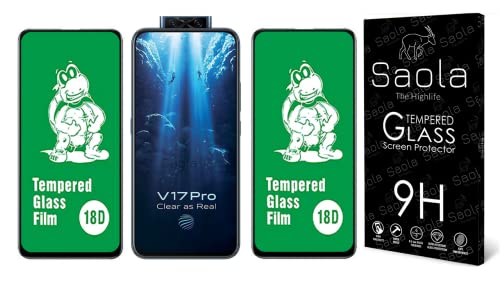 Image of Saola 18D Tempered Glass With Inbuilt Airbag Borders For Vivo V17 Pro (Pack Of 2) With Free Installation Kit. Full Screen Coverage - 6.44 Inch