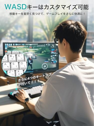 undefined ゲーミングキーボード 2025年業界初 日本語JIS配列&かな印字一体化 75%コンパクト メカニカルキーボード ガスケットマウント/サテライト軸 押下圧40g PBTキーキャップ カスタマイズ可能 マルチノブ付き RGB LEDバックライト 1600万色 有線USB接続 Mac/Win対応 ブラック の商品画像 5