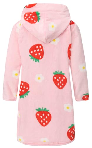 Image of Kid Fleece Hooded Robes Girls Bathrobes Boys Soft Plush Sleepwear Toddler Fuzzy Pajamas