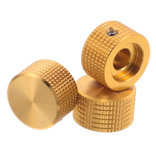 HOLIDYOYO 3個アルミ合金製 ボリュームコントノブ ゴールデン仕上げ 電子機器用転式ポテンショメーターノブ ギター キーボード マルチメディア