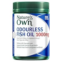 Nature's Own Odourless Fish Oil 1000mg Capsules 200 - Naturally Derived Omega-3 - Supports Brain Function & Eye Health - Maintains Heart Health, General Health & Wellbeing