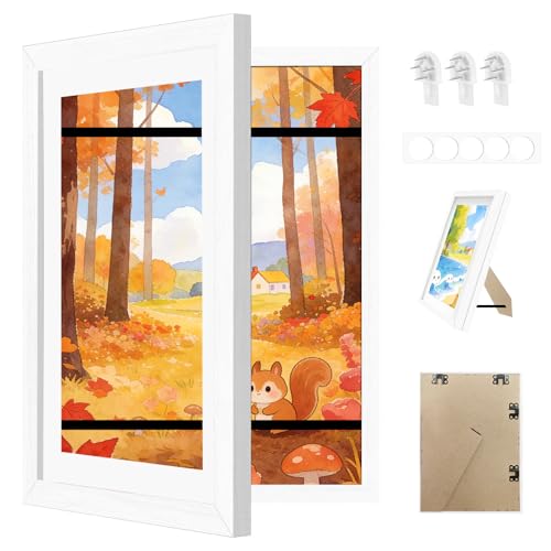 Image of Woobroo Kids Artwork Display Frame A3 Picture Frame - Front Opening Kids Art Frame for Childrens Artwork Display, Wall Mountable Photo Frame (White)