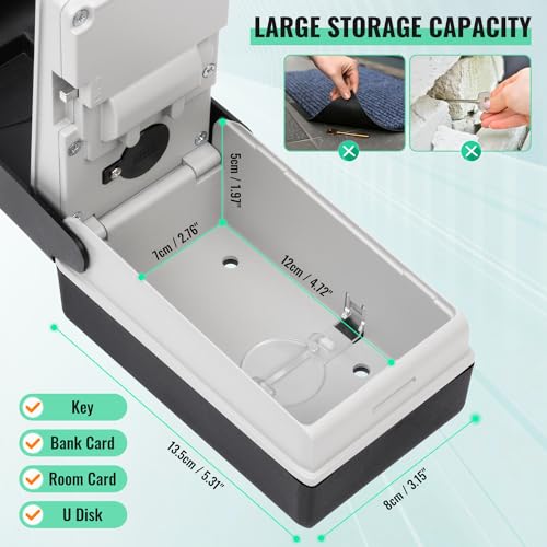ONEKERUN Key Safe Wall Mounted Outdoor Waterproof Key Lock Box with Light Up Dial Security Large Key Box Police Approved Lockbox 4 Digit Combination Key Storage Box for Home Garage School Office - Image 4