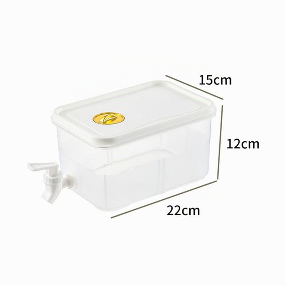 Distributeur de 3 L pour réfrigérateur avec robinets, distributeur d'eau avec couvercle, réutilisable, grand seau à eau glacée pour fruits, jus de fruits, boissons, cocktails, fête en plein air