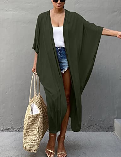Image of Bsubseach Stylish Tie Dye Open Front Long Kimono Swimsuit Coverup for Women | Loose Fit Boho Style Bathing Suits Cardigans,Summer Causal Resort Wear