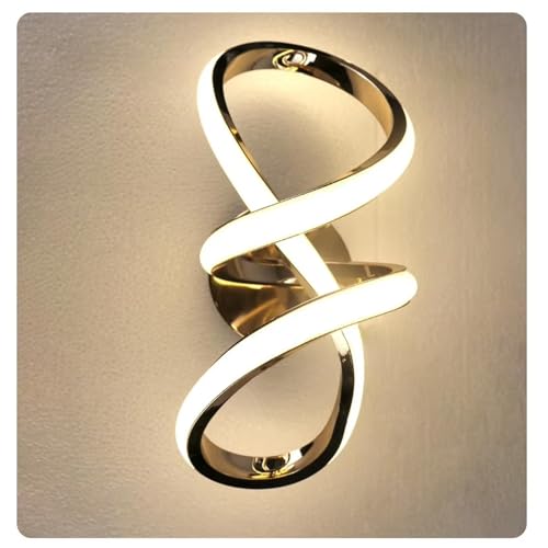 Image of SINOMAN Modern Infinity Loop LED Wall Light Luxury Gold Finish Decorative Acrylic Wall Lamp 3 Step Color Changing, Ambient Lighting Ideal for Living Room, Bedroom, Hallway, and Home Decoration