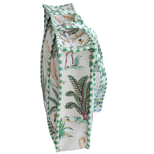 Image of 100% Cotton Jungle Print Shoulder Bag Tote Bag Women Reversible Shopping Bag and Grocery Bags Stylish Travel Bag Gift for Her