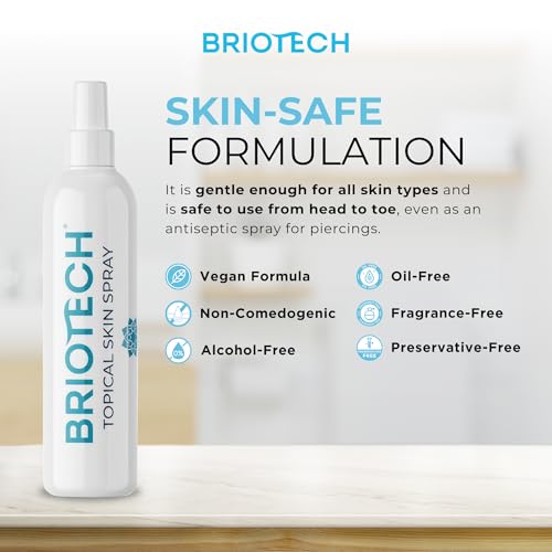 BRIOTECH Topical Skin Spray - Pure Hypochlorous Acid Spray für Anti Juckreiz, Hautausschlag, Sonnenbrand, Allergien - Beruhigendes Hypochlorige Säure Hautschutzspray - sanft, alkoholfrei, 100 ml