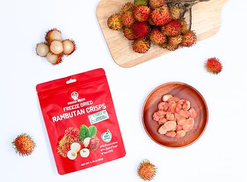 NOKKI FARM Freeze dried Rambutan 50g | 100% natural | No sugar added | Vegan | Non GMO | All Natural | Organic Crispy fruits