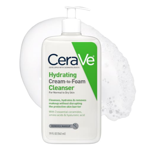 CeraVe Hydrating Cream To Foam Cleanser, Face Wash for Dry Skin, ...