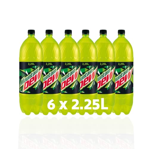Mountain Dew 6 pack of 2.25L bottles - Bold Lemon-Lime Flavour Yellow-Lime-Coloured Attractive Packaging Great for Chilling Parties Birthdays & Celebrations