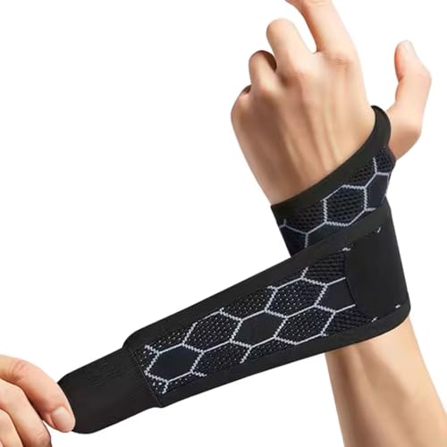 LUVILS® Tutore Mano e Polso Destro Sinistro per Uomo e Donna,Polsini Palestra Fitness, Sport, Allenamento con pesi, Polsiera Tunnel Carpale dolore Tendinite,Design A Nido D'ape Nero Taglia Unica (2)