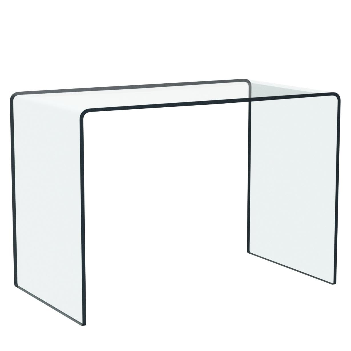 IMAGO FACTORY Scriba - Scrivania Studio, Ufficio in Vetro, Scrivania Moderna Design (125x70cm) Ideale per Casa e Ufficio Elegante, Realizzata in Ponte in Vetro Curvato Trasparente, 100% Made in Italy