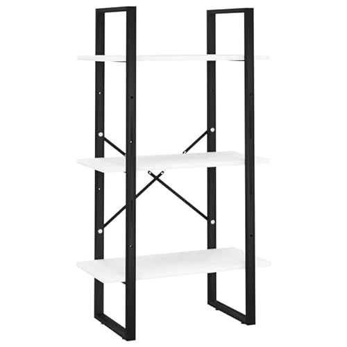 Eleganz Estantería de almacenamiento blanca 60 x 30 x 105 cm de metal y material de madera – Sistema de estantería resistente para garaje, sótano u oficina – solución de almacenamiento estable para