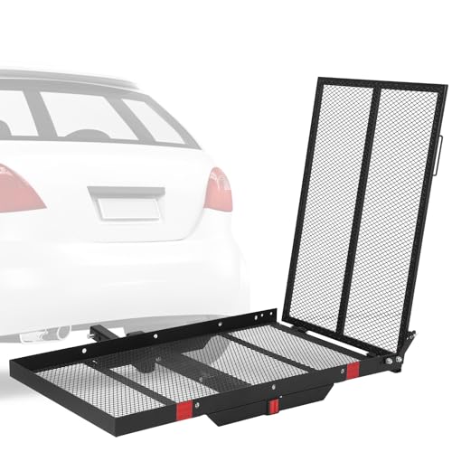 PioneerWorks 500 LBs Heavy Duty Foldable Trailer Hitch Cargo Carr...