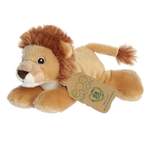 Aurora® Responsibly Made Eco Nation™ Eco Softies™ Lion Stuffed Animal - Ideal for Playtime Adventures - Perfect for Birthdays or Just Because - Brown 8 Inches