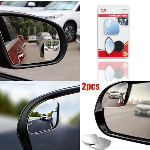 Image of DEZI 3R Blind Spot Mirrors HD Glass Car Accessories, 360 Safety Convex Rear View, Wide Angle Adjustable Mirror (2 Pcs) (3R-056, Triangle Frameless Convex)