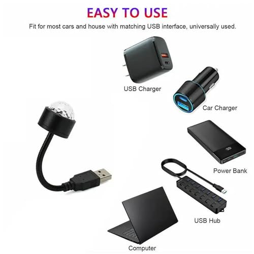 Image of USB Star Night Light Projector and Mini Disco Ball Light, Adjustable AUTO ROOF Interior CAR Ceiling Lights, Flexible Atmosphere Strobe Light Decorations for Bedroom CAR Party Ceiling