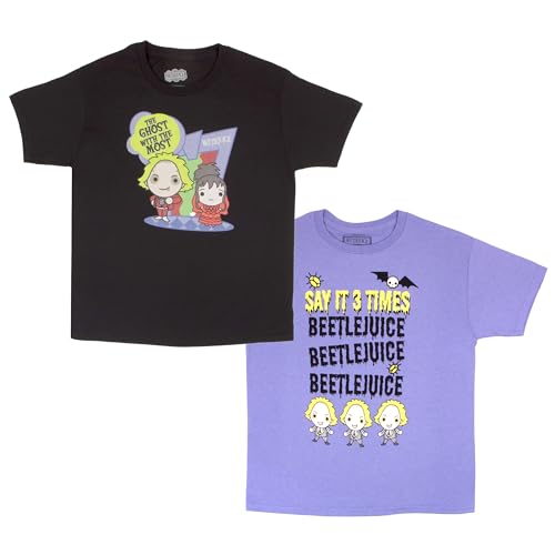 Beetlejuice Girls Graphic Tees Short Sleeve T-Shirts Fashion 2 Pack Tops Clothing