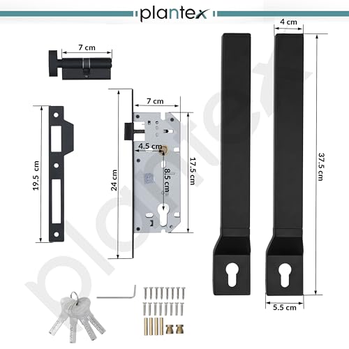 Image of Plantex Door Lock with Handle /15 Inch Door Handle with Lock /Stainless Steel Handle Set for Home /Office /Door Accessories (Pack of 1, Black)