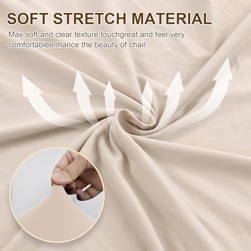 Dining Chair Covers, Dining Room Chair Cover Set of 6, Stretch Kitchen Chair Covers, Detachable Washable Chair Cover, Parsons Chair Slipcovers Protective, for Home, Restaurant, Banquet (Beige) - Image 3