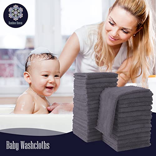 Image of 32 Pack Baby Washcloths - Luxury Coral Fleece - Extra Absorbent and Soft Wash Clothes for Newborns, Infants and Toddlers - Suitable for Sensitive Skin and New Born - Baby Shower - Grey, 10x10 Inch