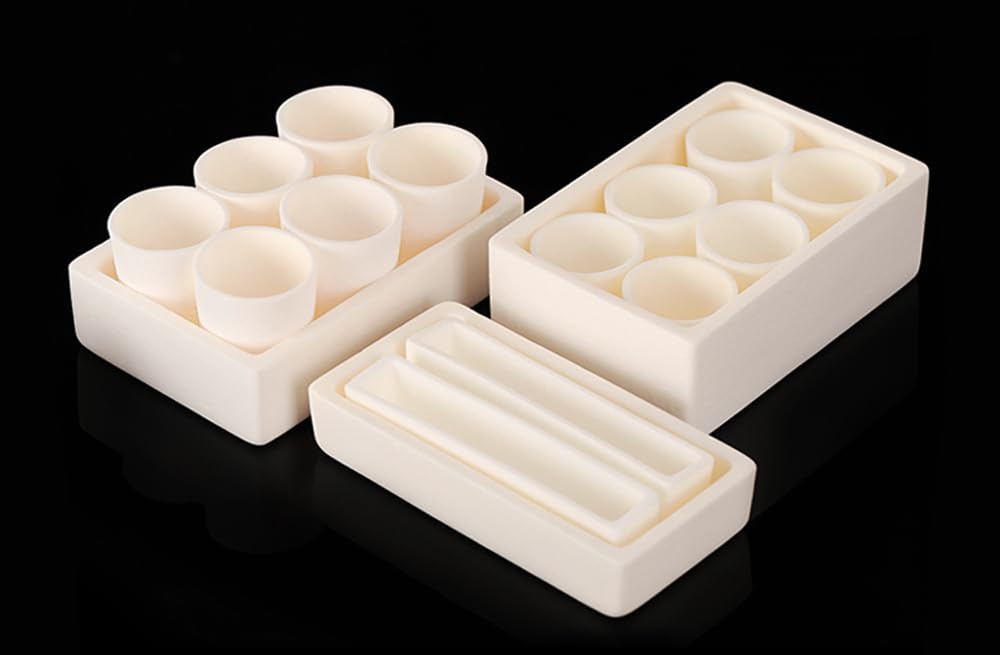 Set di crogioli in allumina pura al 99% - Crogioli quadrati e cilindrici for alte temperature for uso industriale e di laboratorio(115x65x45mm-Φ50x50mm-2pcs)