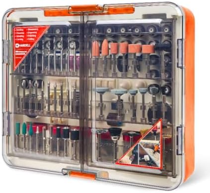 HARDELL 508 Orange Rotary Tool Accessories with Universal Drill Bits, Multi-Purpose Precision Tool for DIY, Woodworking, Metal, Crafts, Polishing, Engraving, Cutting, Drilling & Home Project