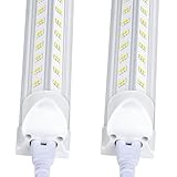 Singteam 10Pack 8Ft LED Shop Light Fixture, 100W Integrated LED Tube Light,15500LM, 6500K, Clear Cover,6 Rows V Shape 270 Degree T8 LED Lighting for Garage Warehouse Workshop Basement